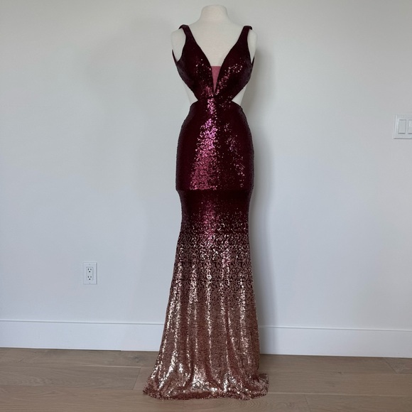 May Queen Dresses & Skirts - Turquoise Metallic Fit & Flare Formal Long Dress